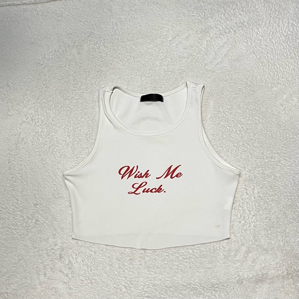 SHEIN MOOSTA Letter Graphic Rib-knit Tank Top